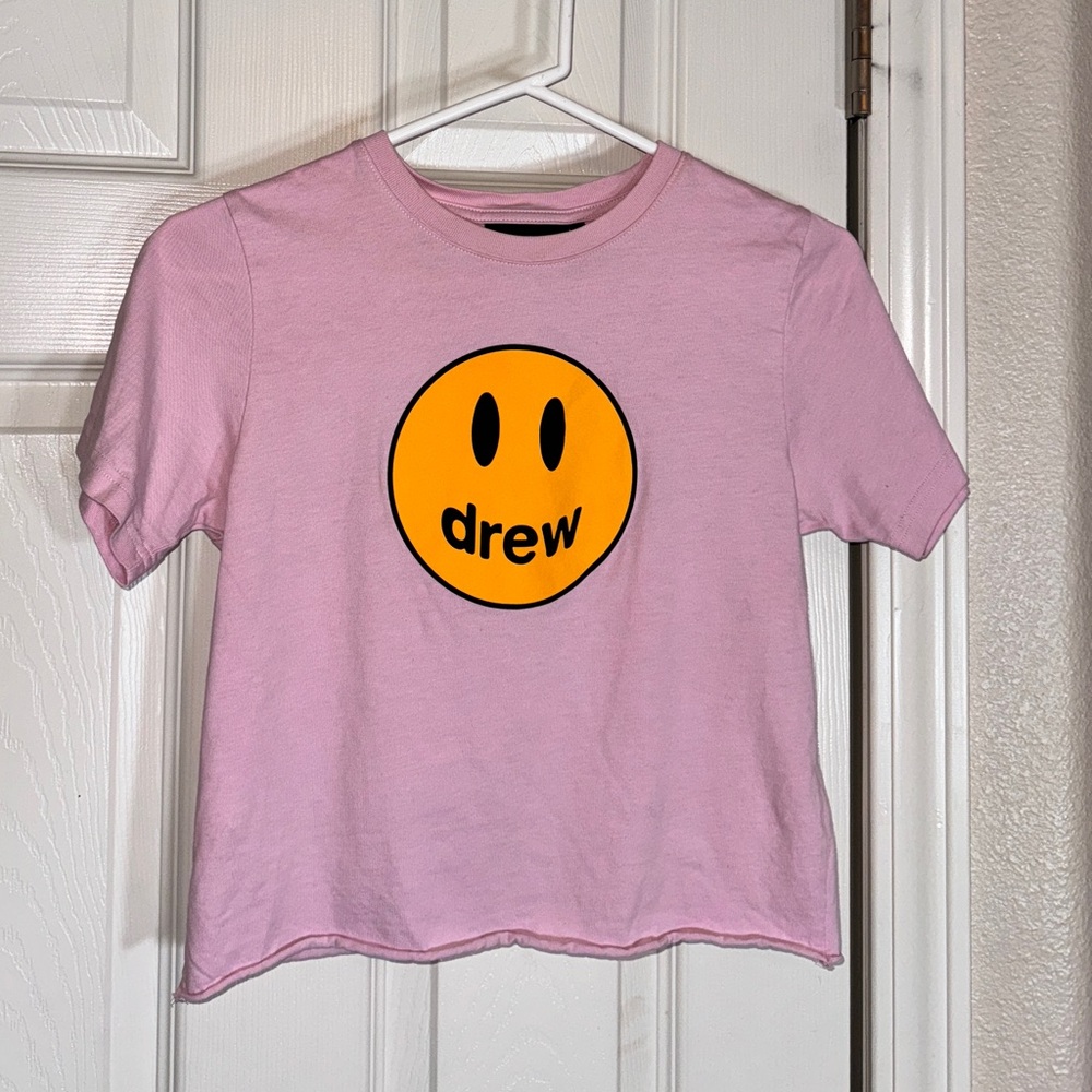 👍🏻 Drew House pink smiley crop top for women or short sleeve top for girls